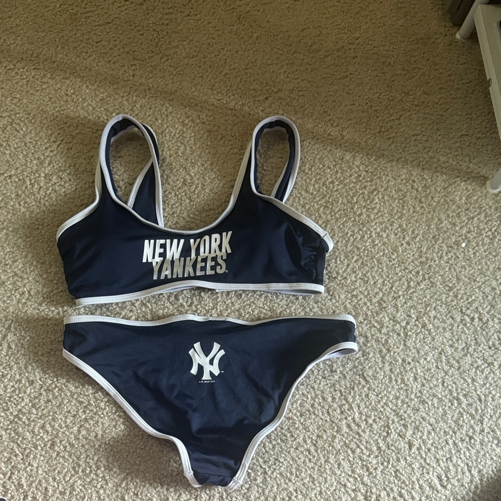 New York Yankees Navy and White Bikini Set Bathing Suit